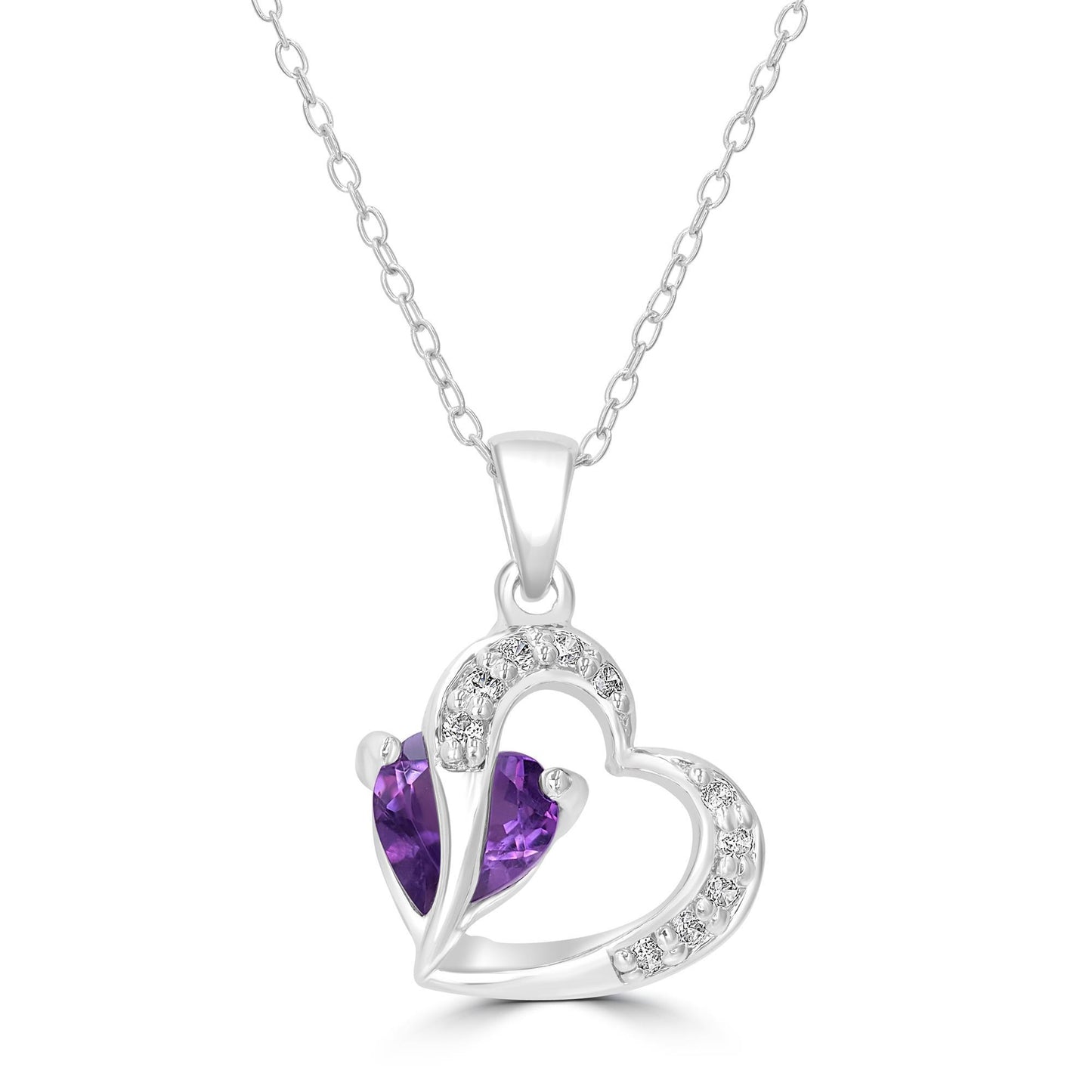 Sterling Silver Amethyst Cable Pendant Necklace, 18 Inches