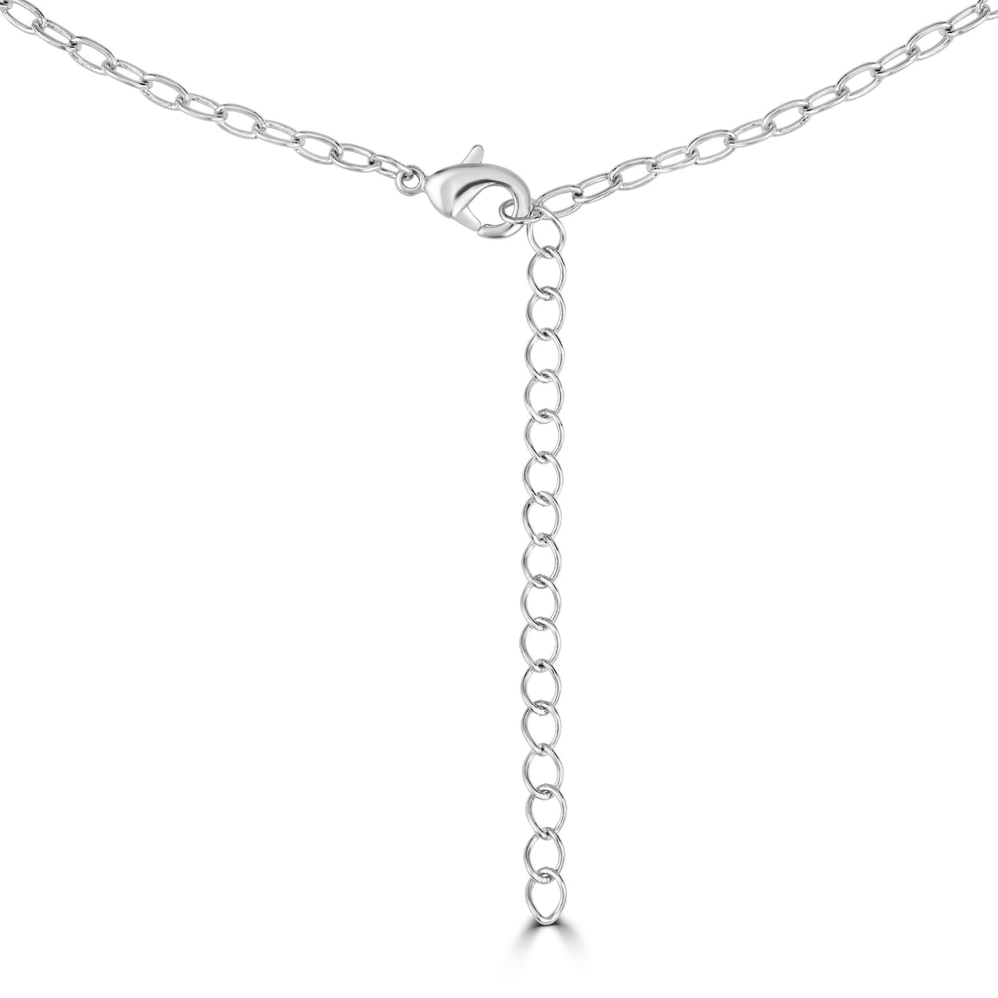Bob Mackie Jewelry Silver-Plated Brass Pink Enamel White Cubic Zirconia Heart Pendant Necklace, 16-18 Inches