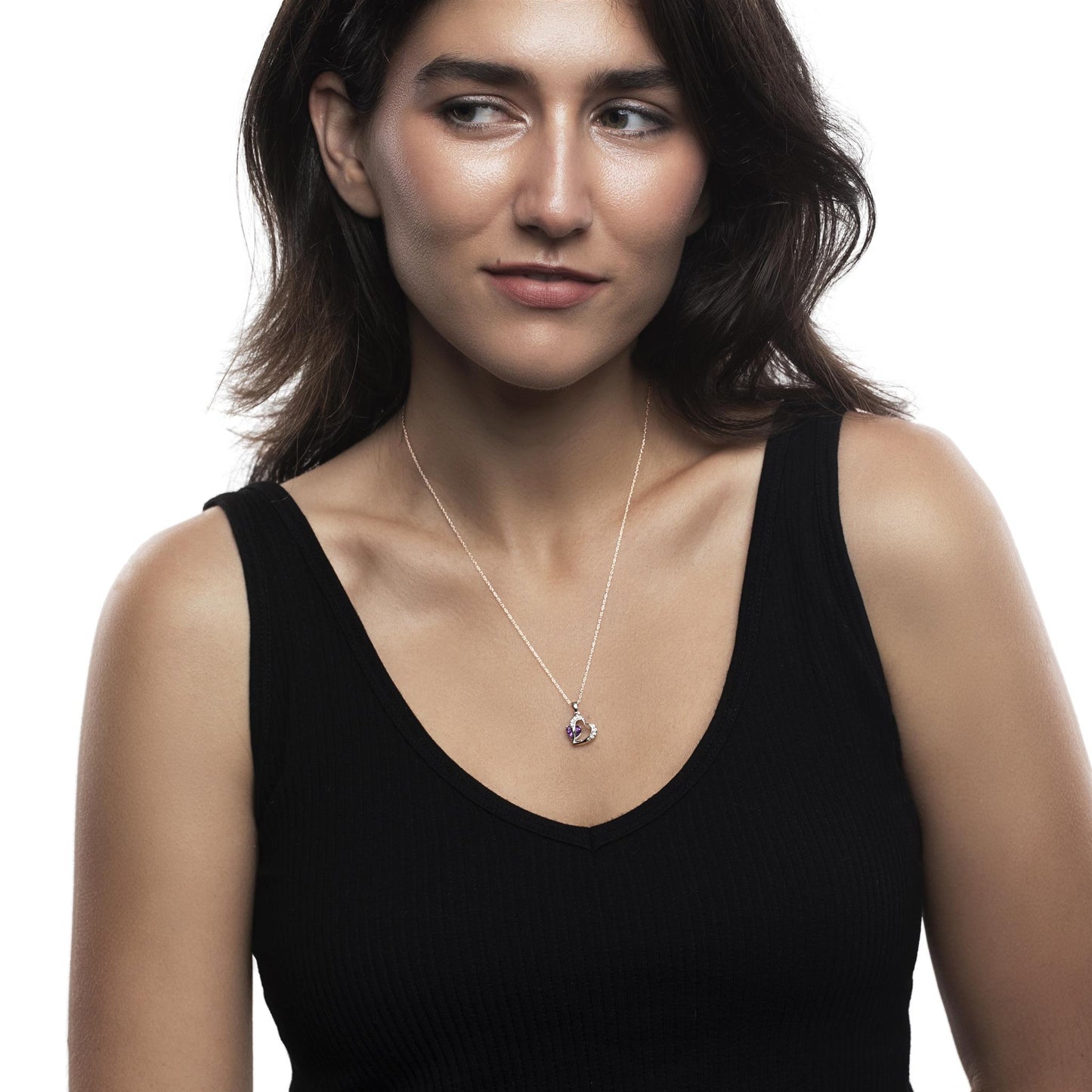 Sterling Silver Amethyst Cable Pendant Necklace, 18 Inches