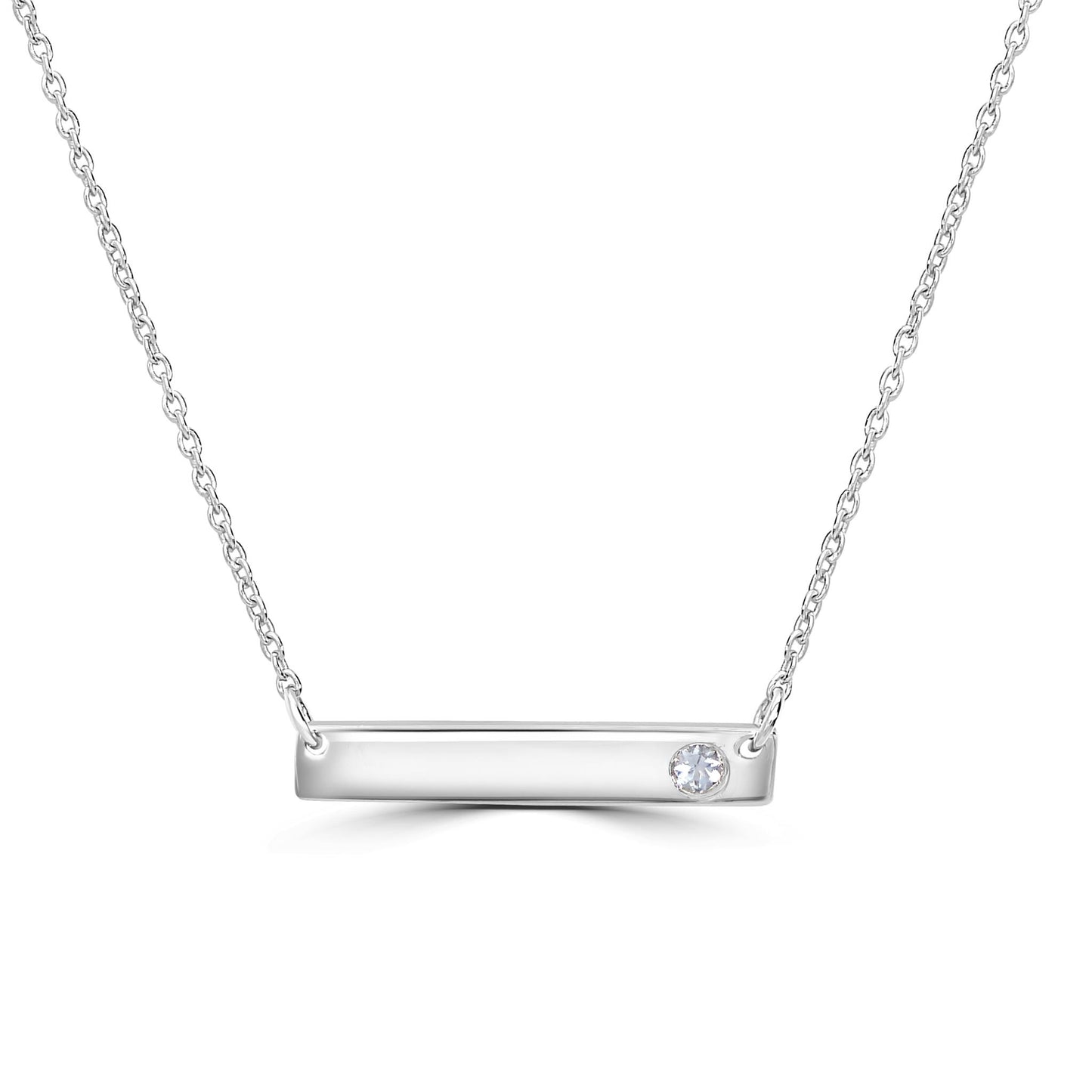 Sterling Silver Aquamarine Bar Necklace, 16 to 20 Inches