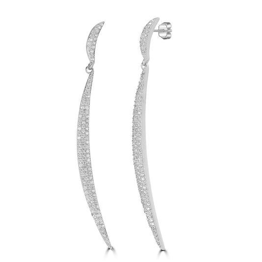 Judy Crowell Jewelry Sterling Silver Crescent Cubic Zirconia Drop Earrings