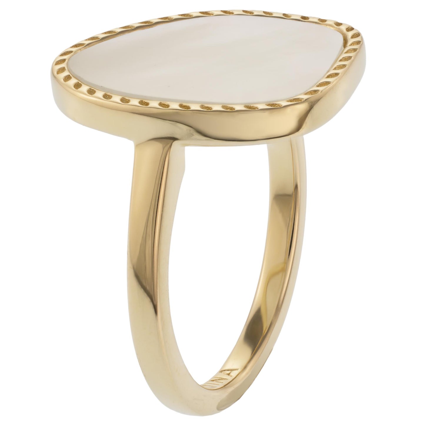 14K Gold Over Sterling Silver White Mother Of Pearl Freeform Ring, Sizes 5 to 9