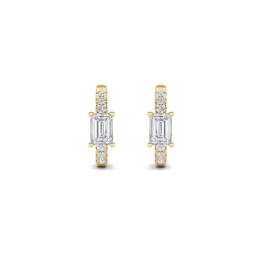 14K Gold 1.5 CTTW Lab Grown Diamond Emerald Cut Hoop Earrings