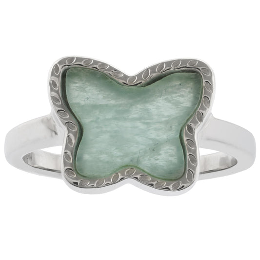 Sterling Silver Amazonite Butterfly Ring, Sizes 5 to 9