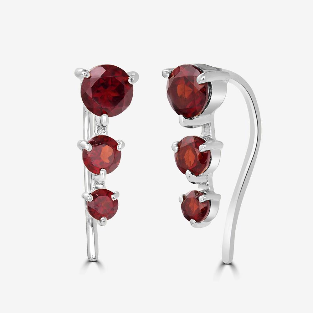 Sterling Silver Garnet Gemstone Stud Earrings