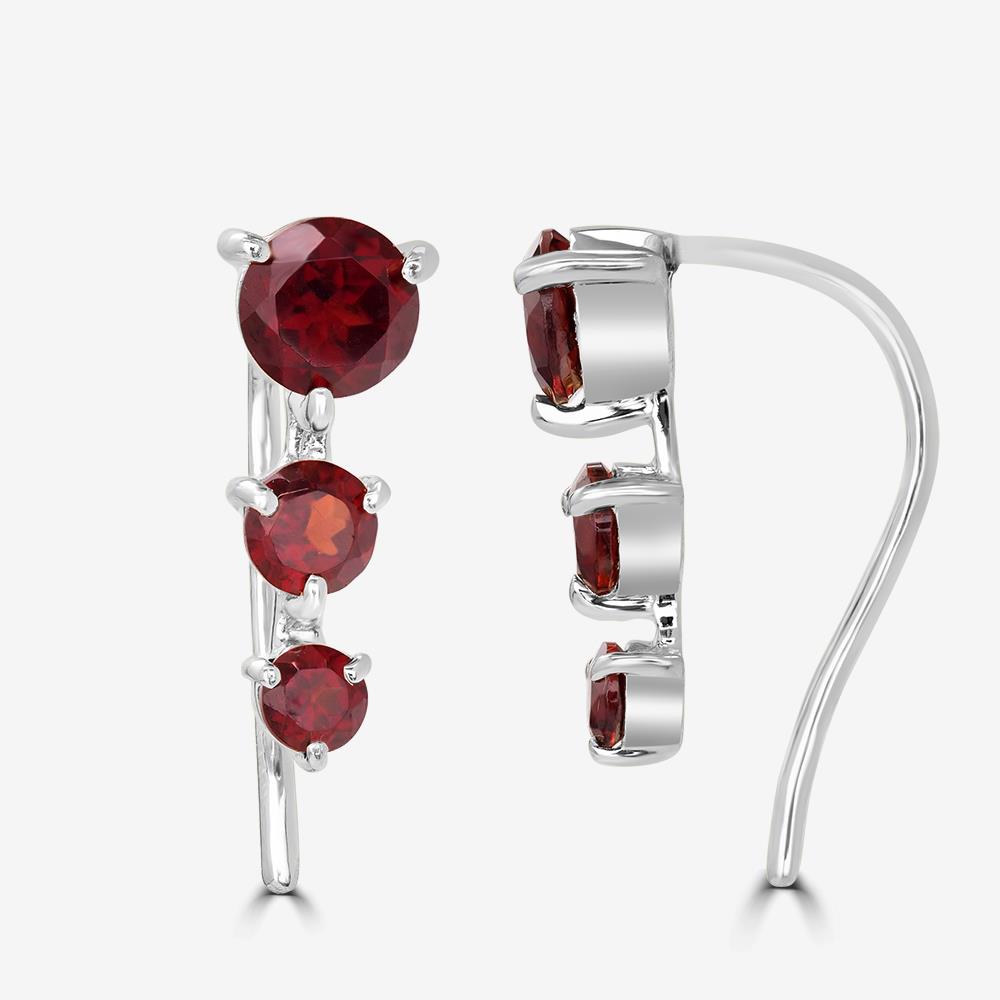 Sterling Silver Garnet Gemstone Stud Earrings