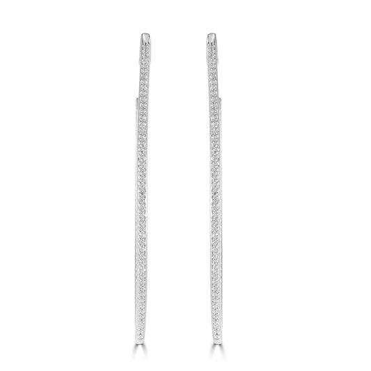 Judy Crowell Jewelry Sterling Silver Marquis Cubic Zirconia Hoop Earrings