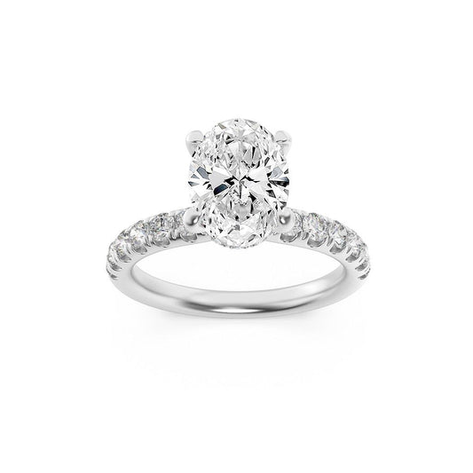 14K White Gold Lab Grown Diamond 2.0 CTTW Oval Cut Center Stone Ring