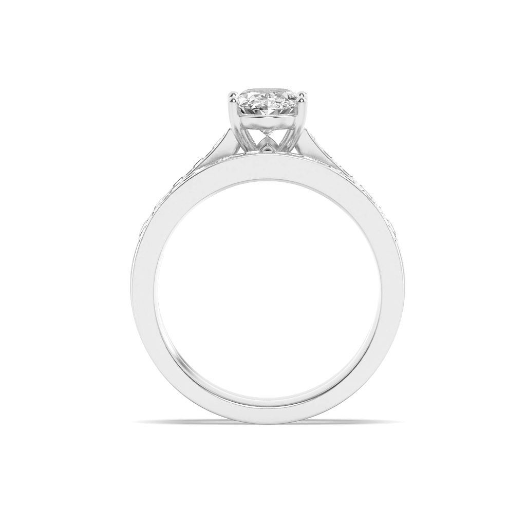 14K White Gold Lab Grown Diamond 2.0 CTTW Oval Cut Center Stone Wedding Set