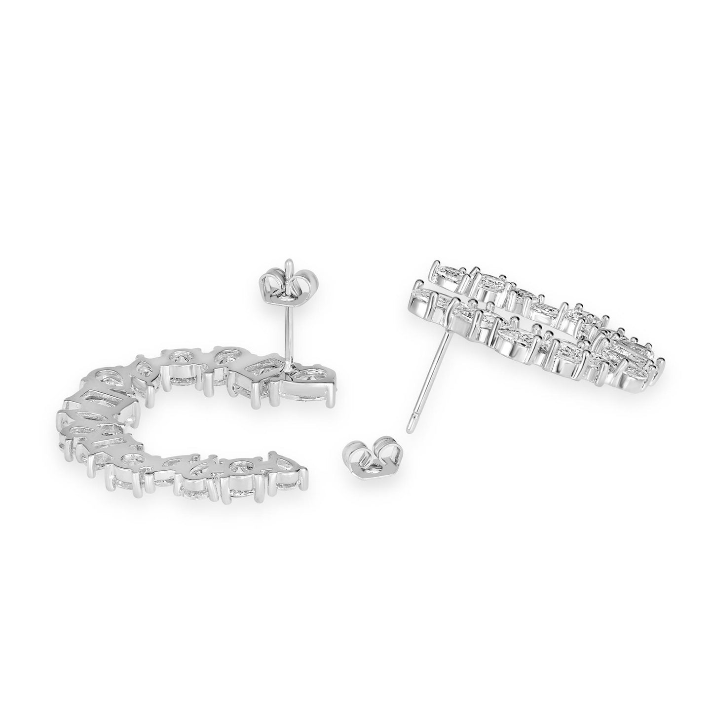 Bob Mackie Jewelry Silver-Plated Brass Multi-Stone Cubic Zirconia Hoop Earrings