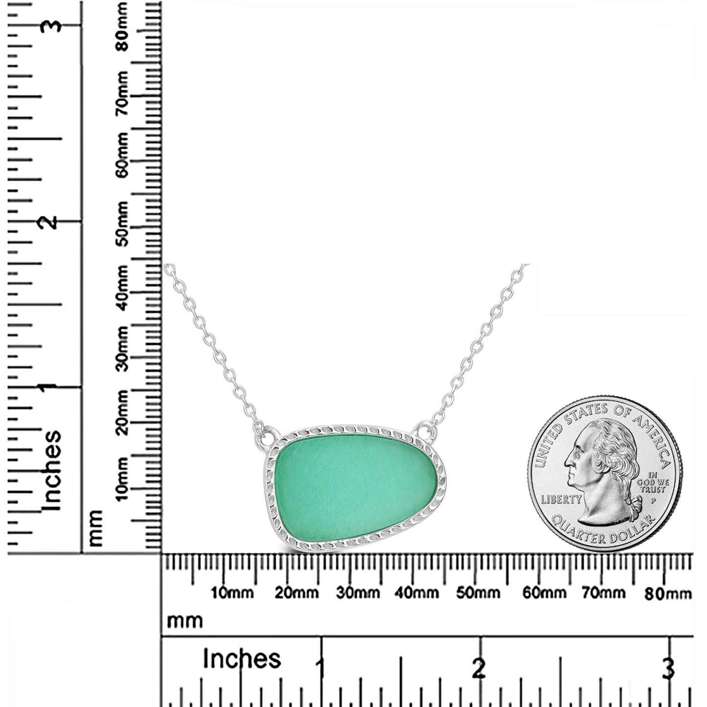Sterling Silver Genuine Amazonite Pendant Necklace, 18 Inches