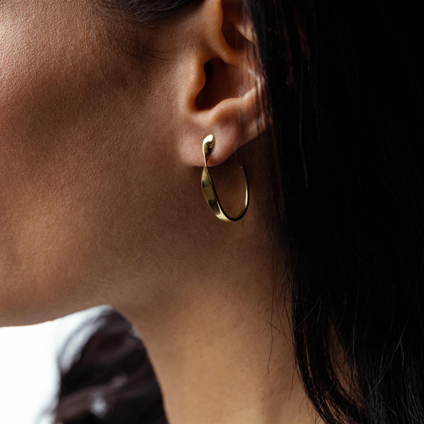 Judy Crowell Jewelry Gold Over Sterling Silver High Polish Open Twist Hoop Earrings