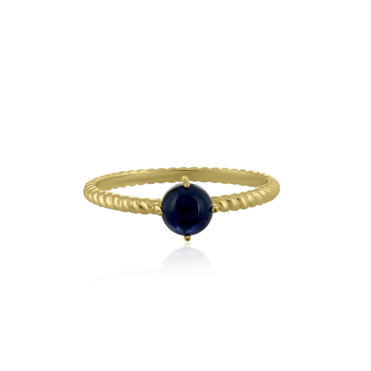 Maya 14K Gold Round Solitaire Iolite Gemstone Stackable Ring, Sizes 5 to 9