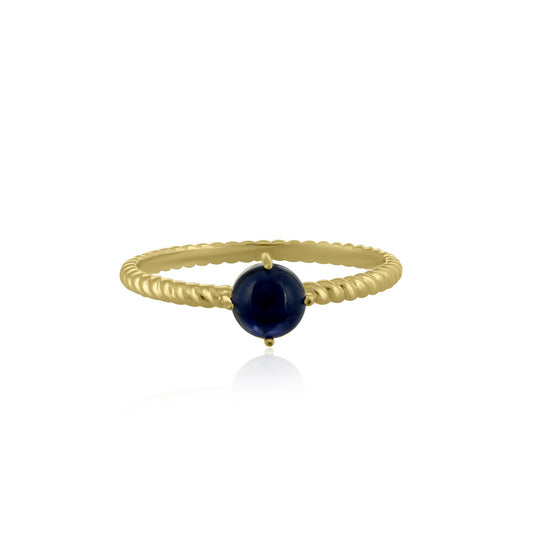 Maya 14K Gold Round Solitaire Iolite Gemstone Stackable Ring, Sizes 5 to 9