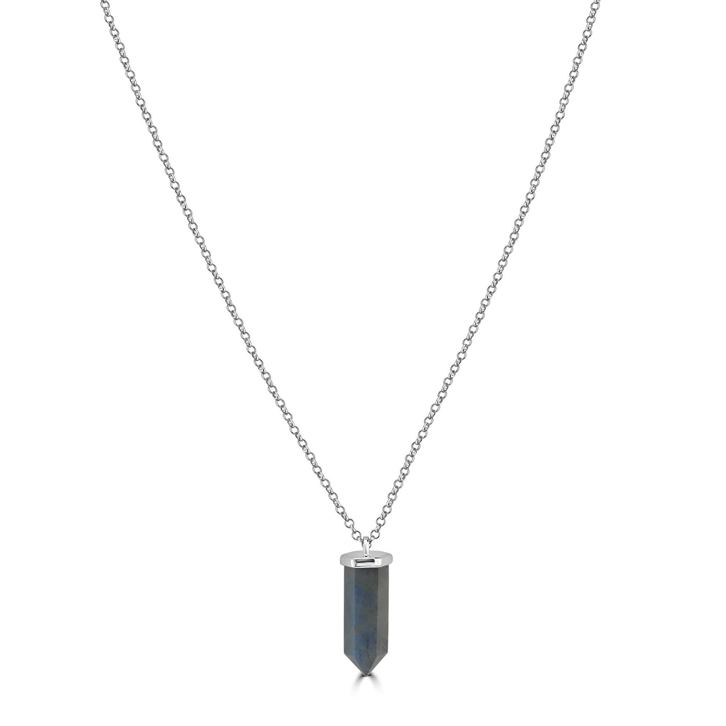 GG Collection  Sterling Silver Labradorite Gemstone Pendant Necklace, 20 Inches