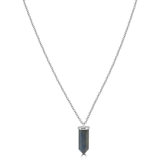 GG Collection  Sterling Silver Labradorite Gemstone Pendant Necklace, 20 Inches