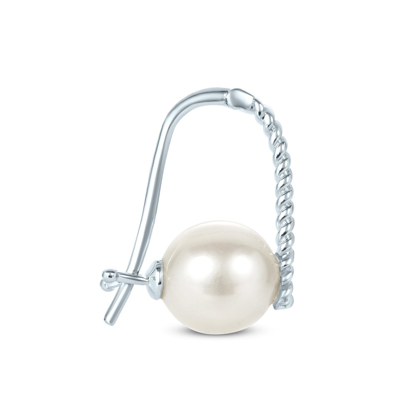 Sterling Silver White Cultured Freshwater Pearl Hoop Earrings