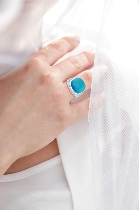 Sterling Silver Cushion Gemstone Solitaire Ring