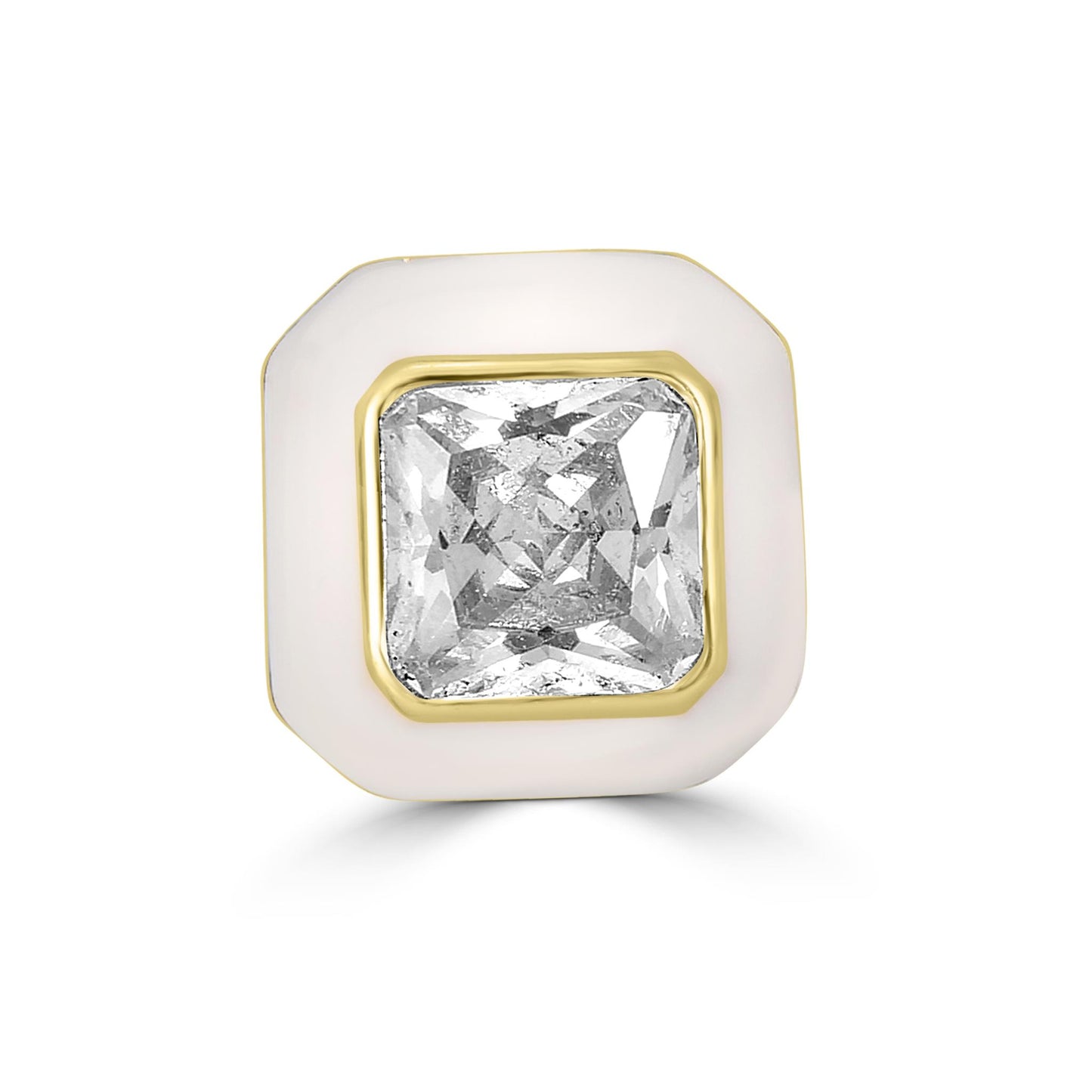 Bob Mackie Jewelry 14K Gold Over Brass White Enamel Cubic Zirconia Stud Earrings