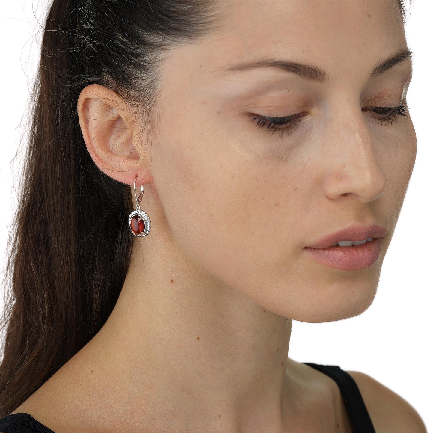 GG Collection Sterling Silver 7.15 Carat Hessonite Oval Dangle Earrings