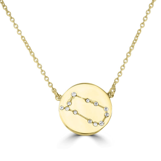 14k Gold Over Brass Gemini Zodiac Crystal Pendant Necklace 16 in  Inches