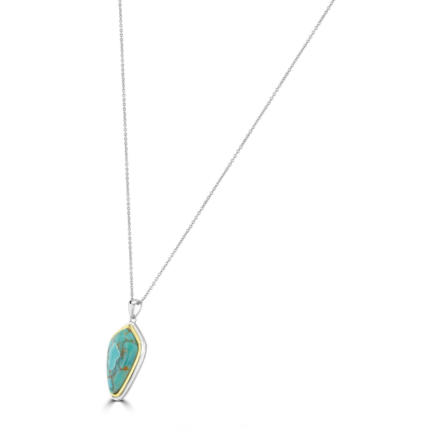GG Collection 2-Tone Sterling Silver Sonoran Turquoise Pendant Necklace, 20 Inches