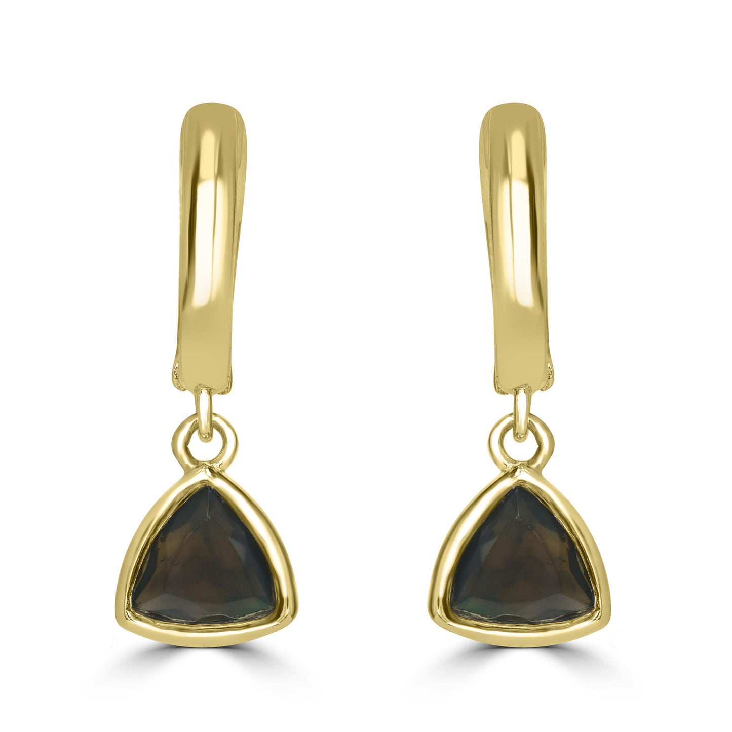 Sterling Silver Genuine Black Opal Dangle Earrings