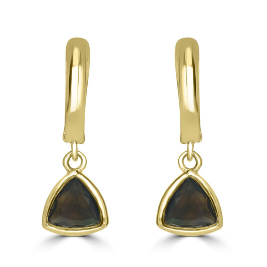 Sterling Silver Genuine Black Opal Dangle Earrings