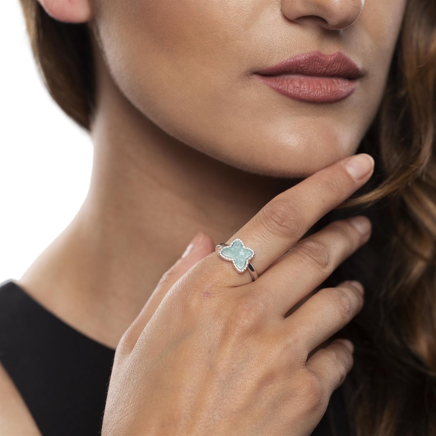 Sterling Silver Amazonite Butterfly Ring, Sizes 5 to 9