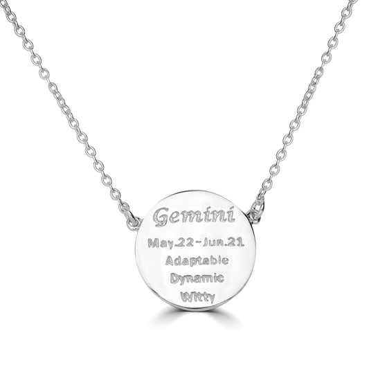 Gemistry Sterling Silver Gemini Zodiac Crystal Pendant Necklace, 16 Inches