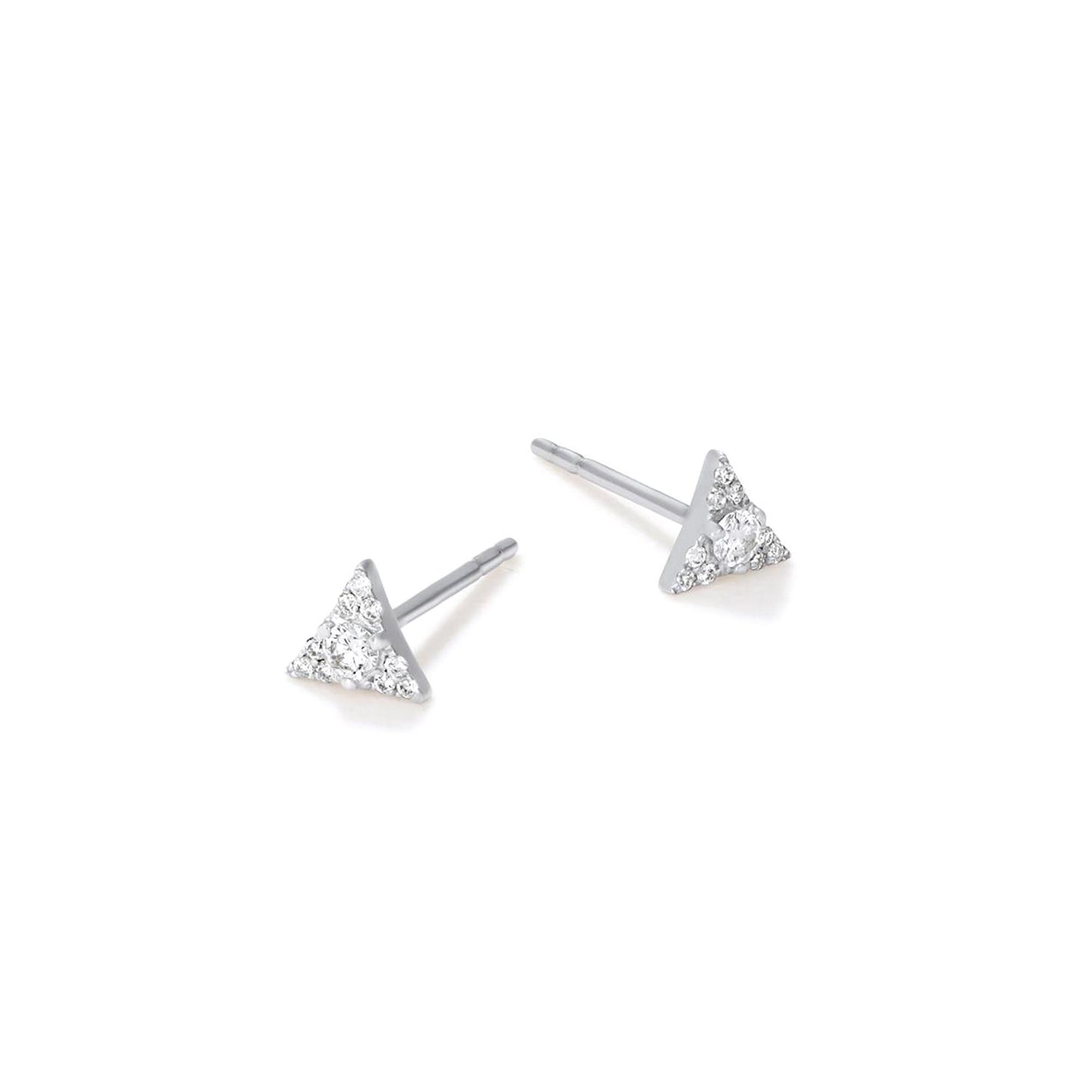 14K White Gold .11 Carat Diamond Triangle Stud Earrings