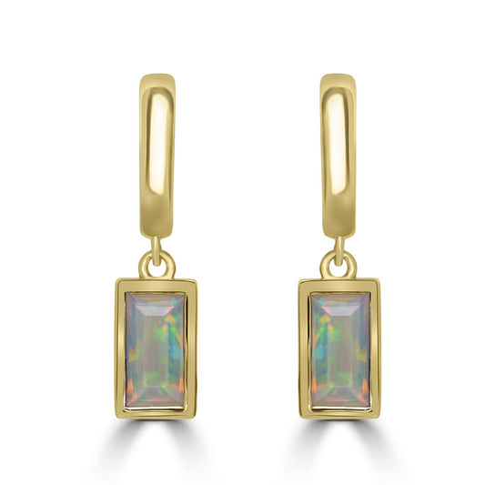 14K Gold over Sterling Silver Genuine Opal Dangle Earrings