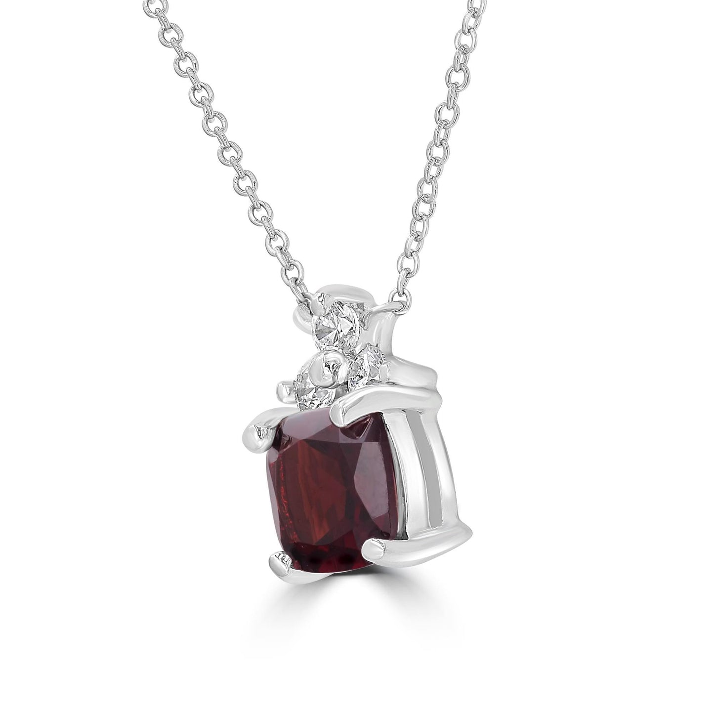 Sterling Silver Genuine Garnet Cubic Zirconia Pendant Necklace, 18 Inches