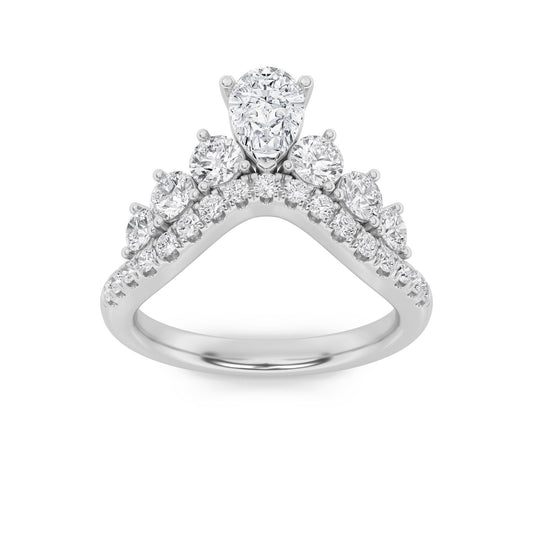 14K White Gold Lab Grown Diamond 1.50 CTTW Pear Cut Center Multi-Stone Ring