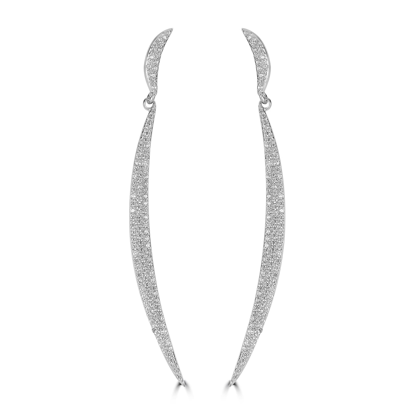 Judy Crowell Jewelry Sterling Silver Crescent Cubic Zirconia Drop Earrings