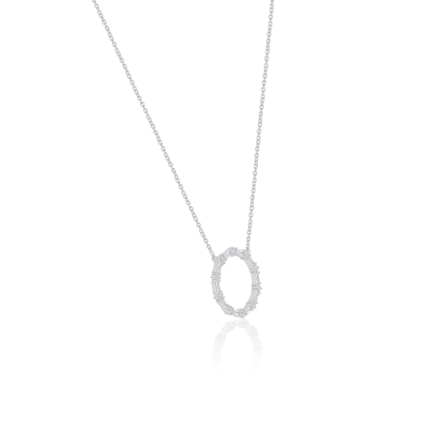 Judy Crowell Jewelry Sterling Silver Open Circle Cubic Zirconia Necklace