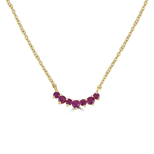 Grace 14K Gold Over Sterling Silver Genuine Ruby Gemstone Curved Bar Necklace, 18 Inches