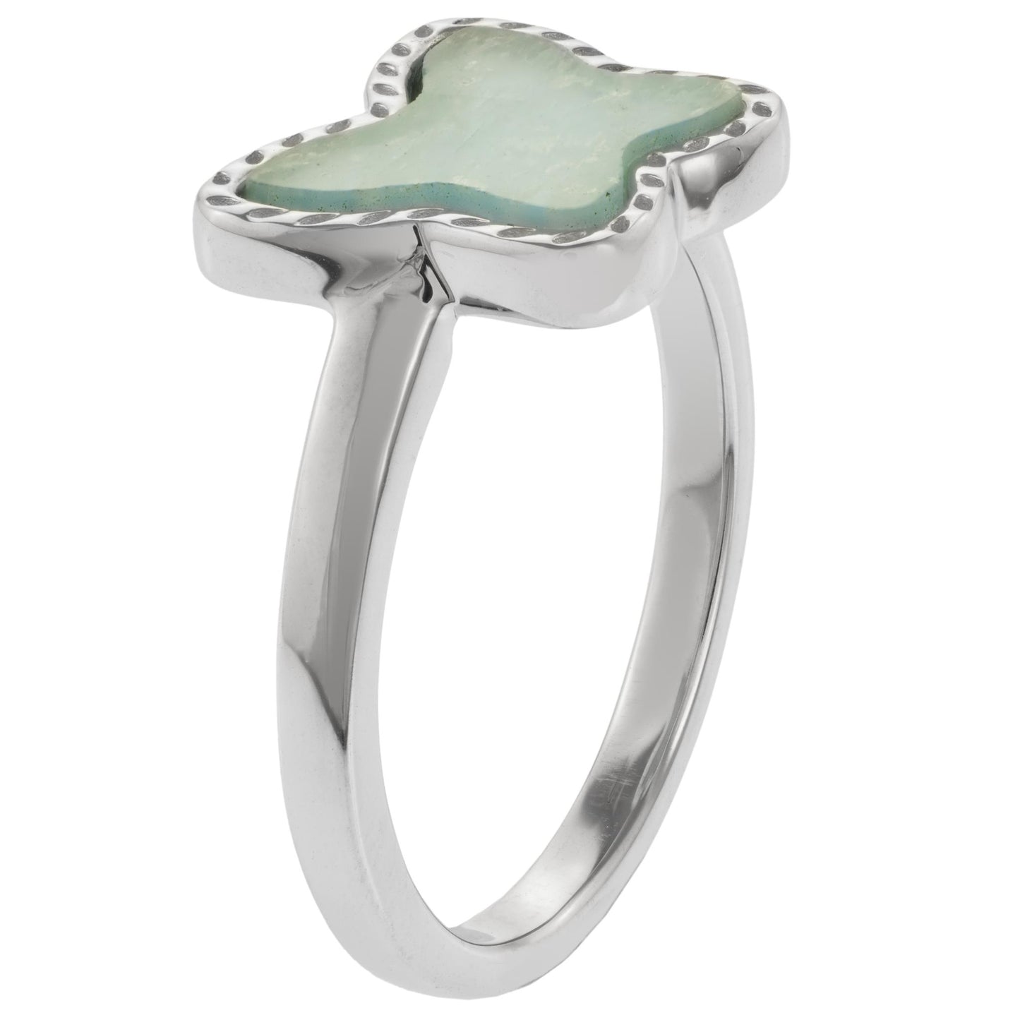 Sterling Silver Amazonite Butterfly Ring, Sizes 5 to 9