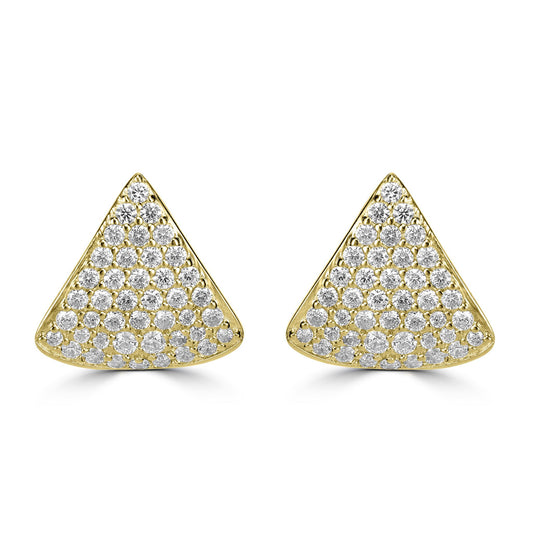 Kathy Levine 14K Gold-Plated Sterling Silver Cubic Zirconia Pave Trillion Stud Earrings