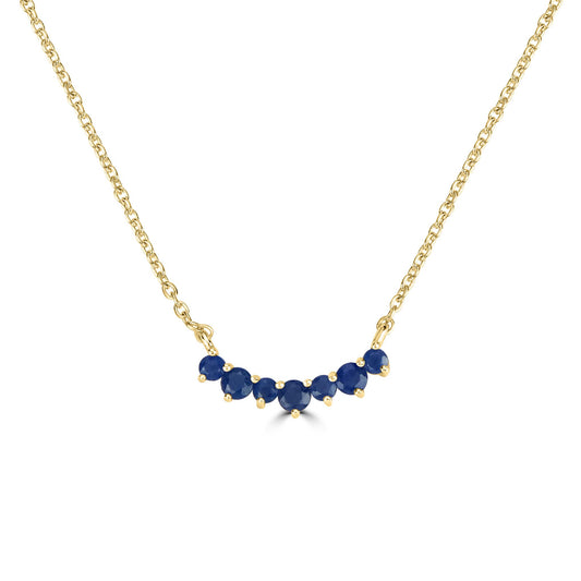 Grace 14K Gold over Sterling Silver Sapphire Curved Bar Necklace, 18 Inches
