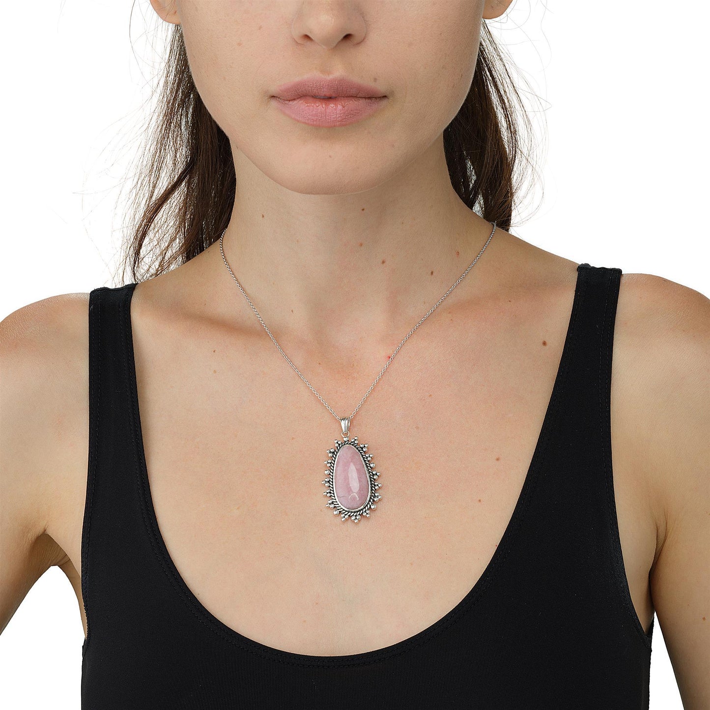 GG Collection Sterling Silver Fancy Pink Opal Pendant Necklace