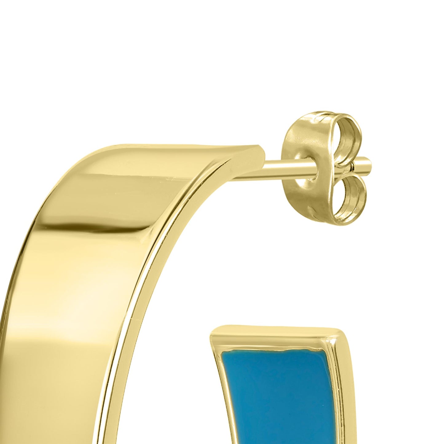 Bob Mackie Jewelry 14K Gold Over Brass Turquoise Enamel Hoop Earrings