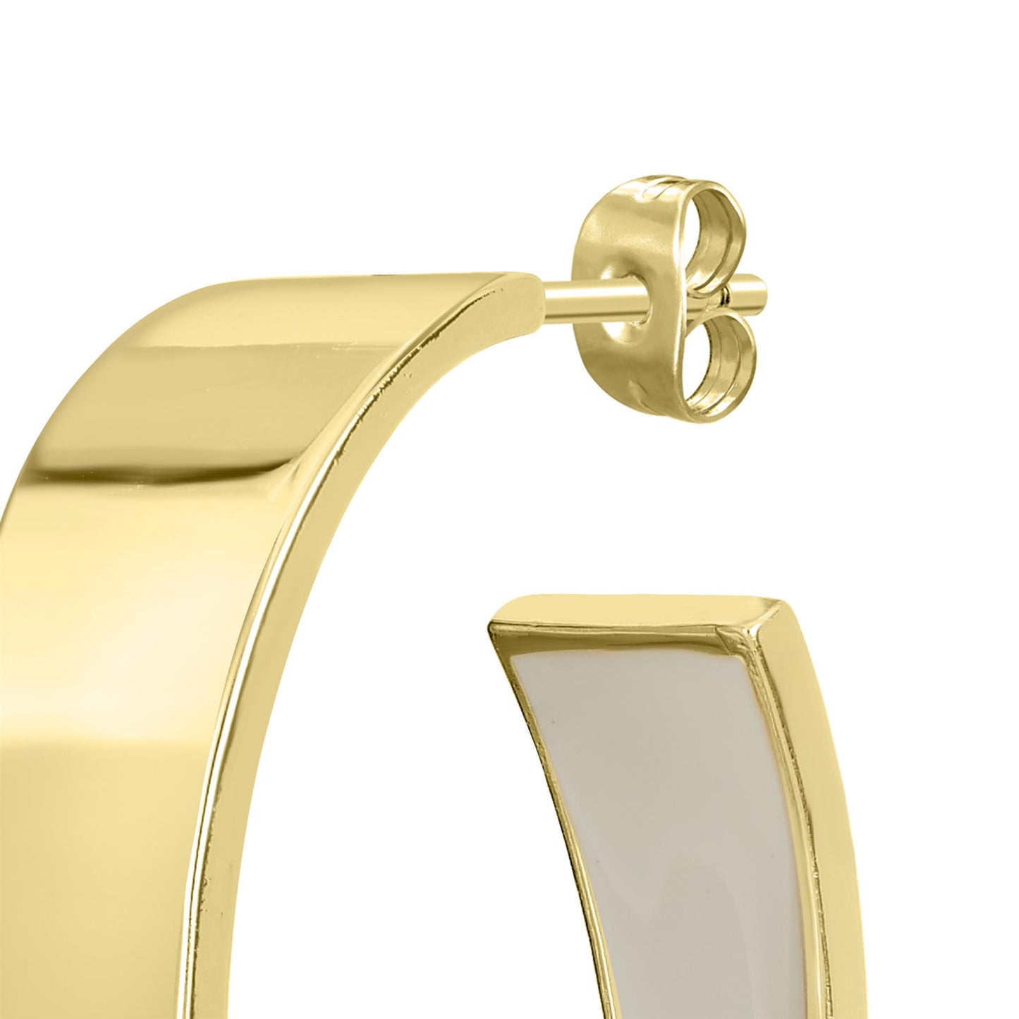 Bob Mackie Jewelry 14K Gold Over Brass White Enamel Hoop Earrings