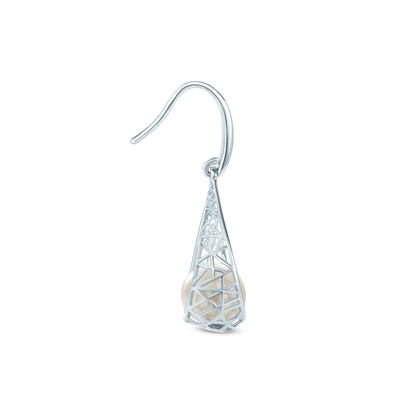 Gemistry 925 Sterling Silver Freshwater Cultured White Pearl June Birthstone Open Work Dangle Earrings Women Girls Festival Unique Gift Present