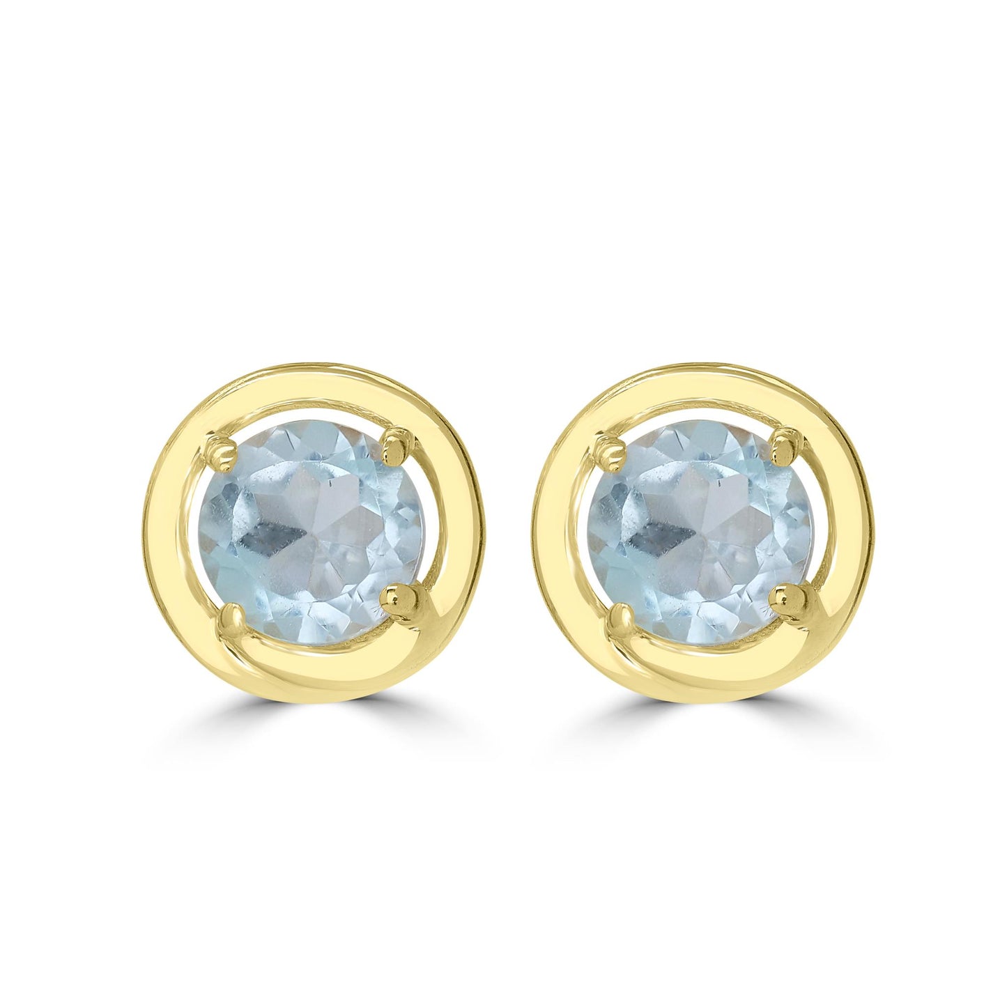 14K Gold over Sterling Silver Sky Blue Topaz Round Stud Earrings