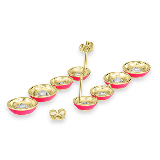 Bob Mackie Jewelry 14K Gold Over Brass Cubic Zirconia Red Enamel Dangle Earrings