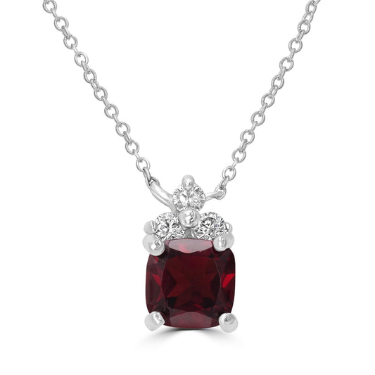 Sterling Silver Genuine Garnet Cubic Zirconia Pendant Necklace, 18 Inches