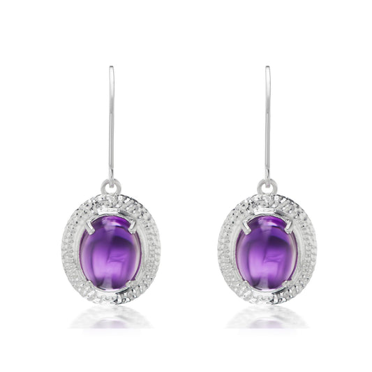 GG Collection Sterling Silver 5.94 Carat Amethyst Oval Dangle Earrings