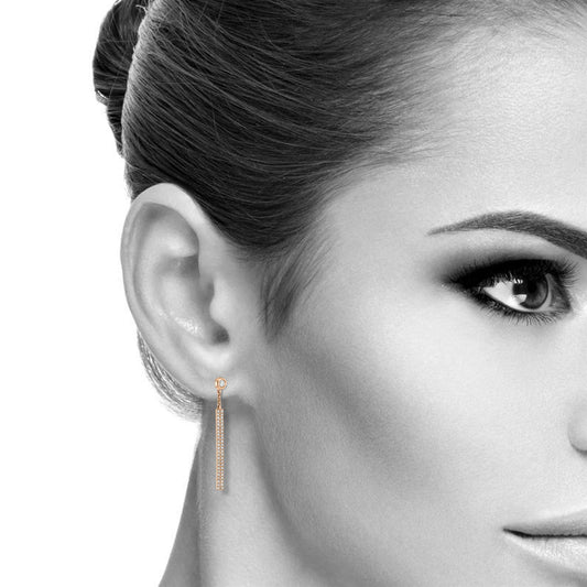 Gemistry Womens 14K Rose Gold 0.28Ct Round Diamond Rectangle Drop Earrings (GH Color, SI1, I1 Clarity)