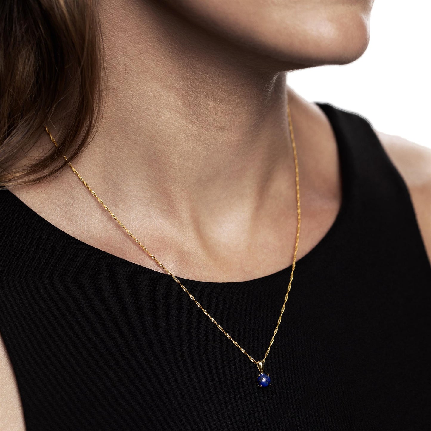 14K Gold Over Sterling Silver Lapis 18 Inch Pendant Necklace and Earring Set